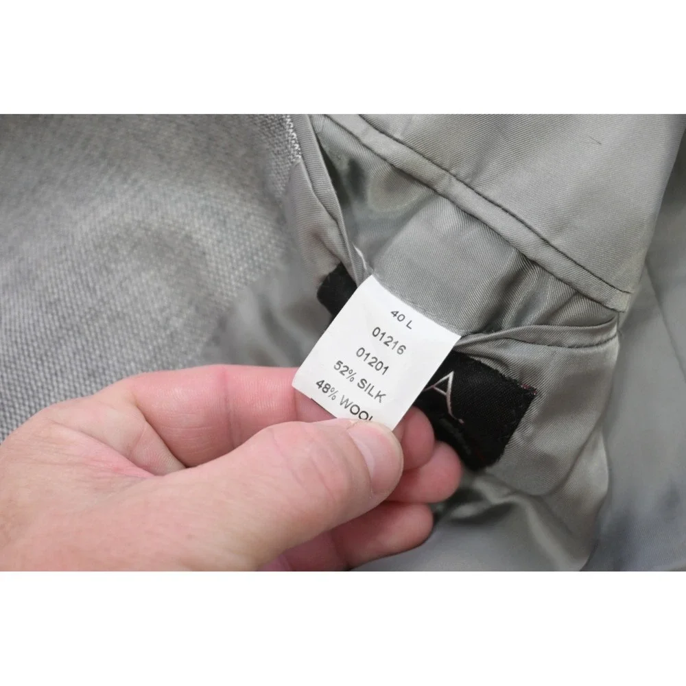 Jos a Bank Sport Coat Mens 40L Grey Textured Two Button Double Vent Blazer